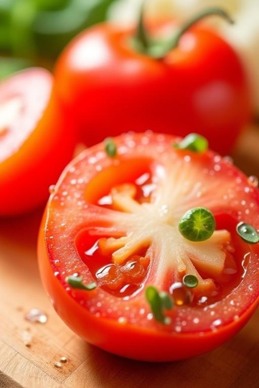 Dettaglio di pomodorini freschi, basilico e mozzarella